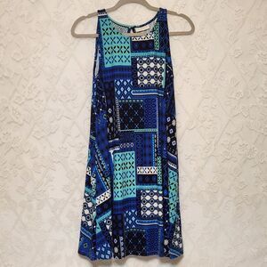 Bobbie Brooks Sleeveless Summer Dress Size Medium Soft Aqua Blues Greens